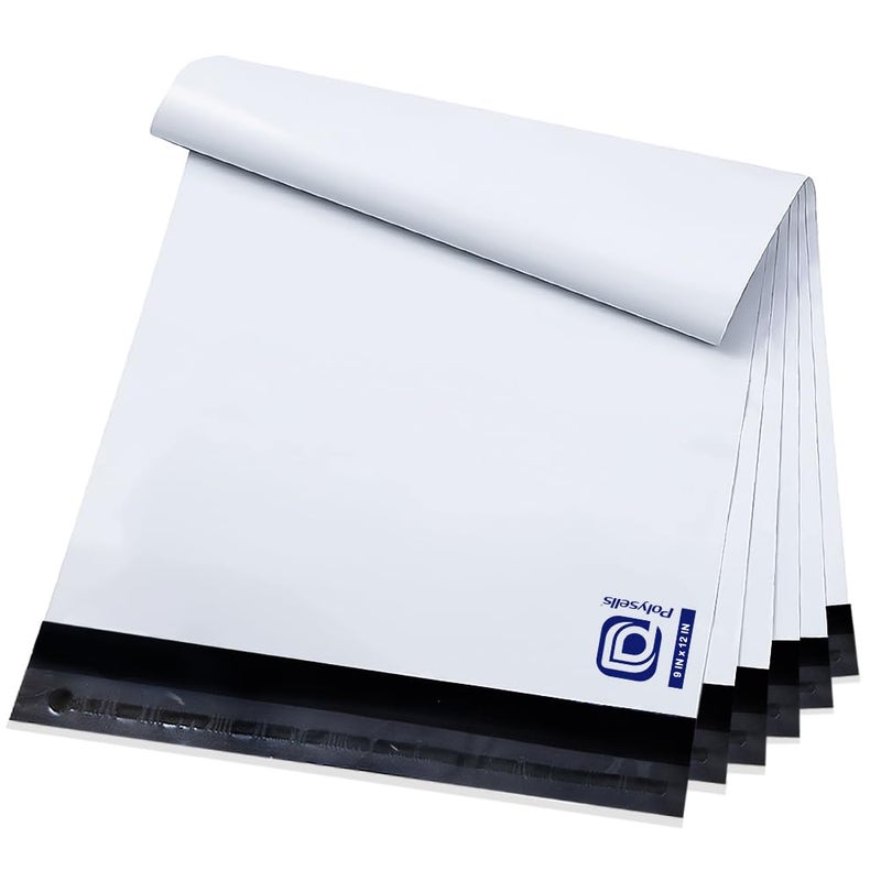 POLYSELLS 100 pack 9x12 Inch Poly Mailers Shipping Envelopes, Strong Adhesive Sealing, Waterproof, and Tear-resistant Postal Mailing Bags for Clothing, Books, and Accessories White - Image 1